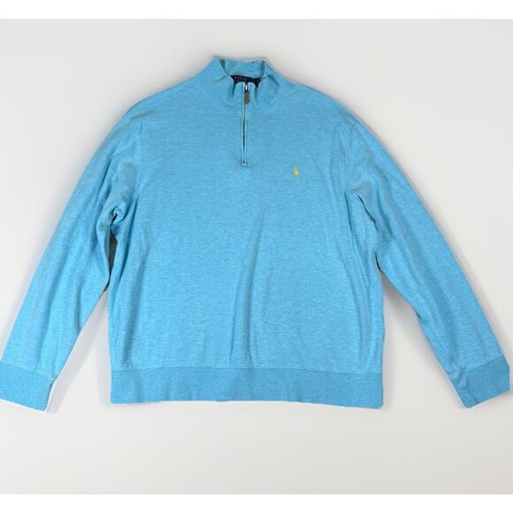 Polo Ralph Lauren Men's Size Large Turquoise Blue 1/4 Zip Pullover L/S Sweater - Picture 1 of 7